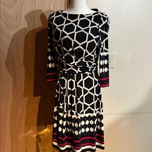 Eliza J black blue and pink dress